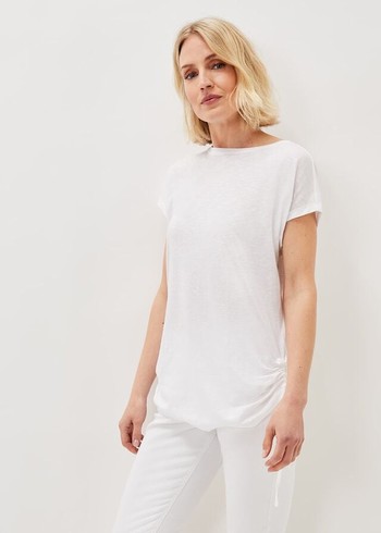 Phase Eight Jinny Ruched Side T Shirts White Australia | EB2407593